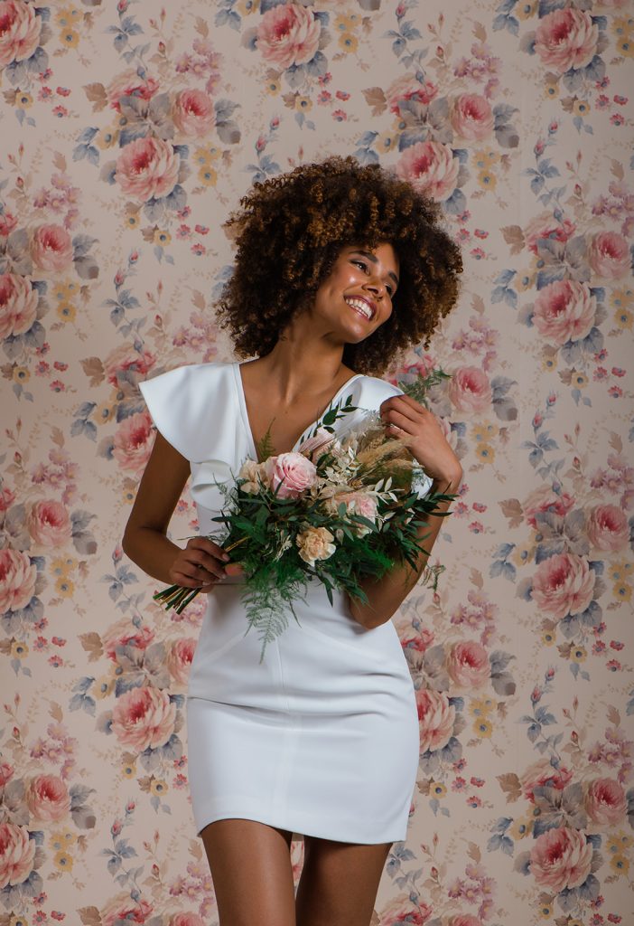 Vestido corto blanco novia