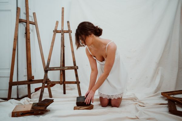 camisón corto puntilla novia