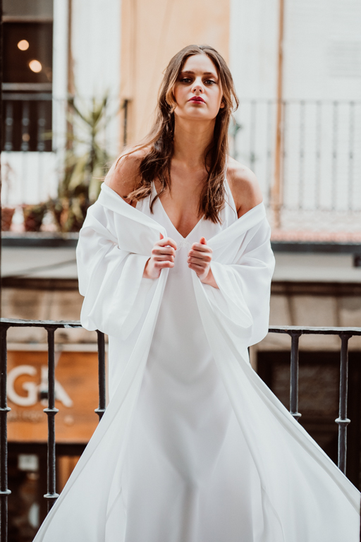 camisón largo y bata novia tipo kimono