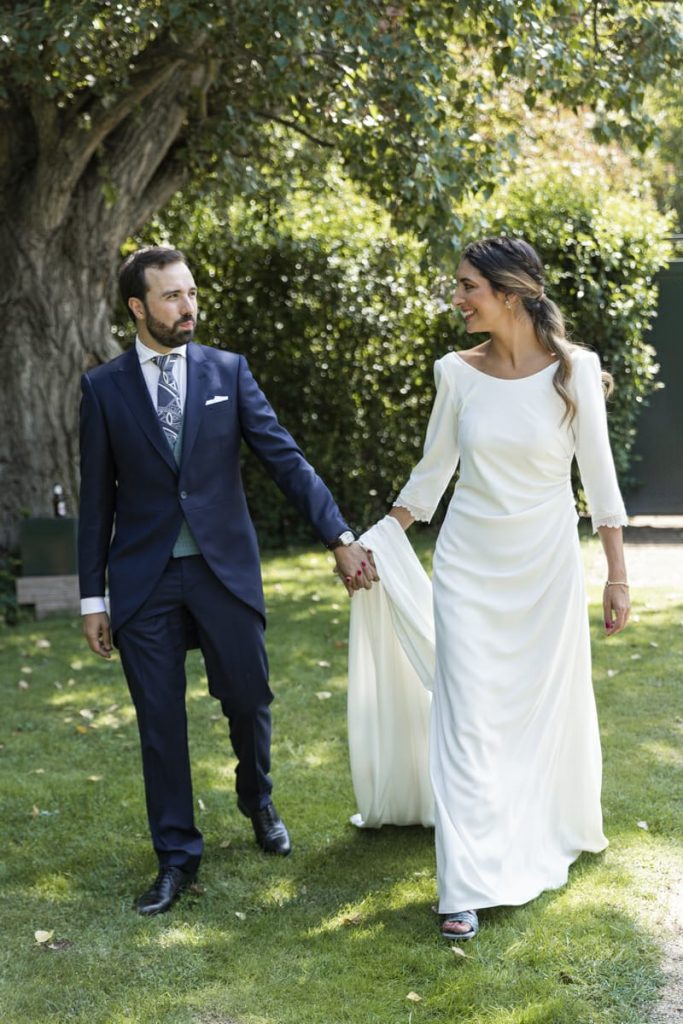 vestido novia drapeado 