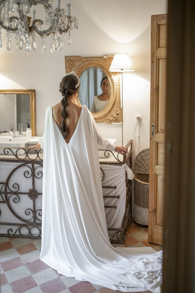 vestido novia escote espalda pico