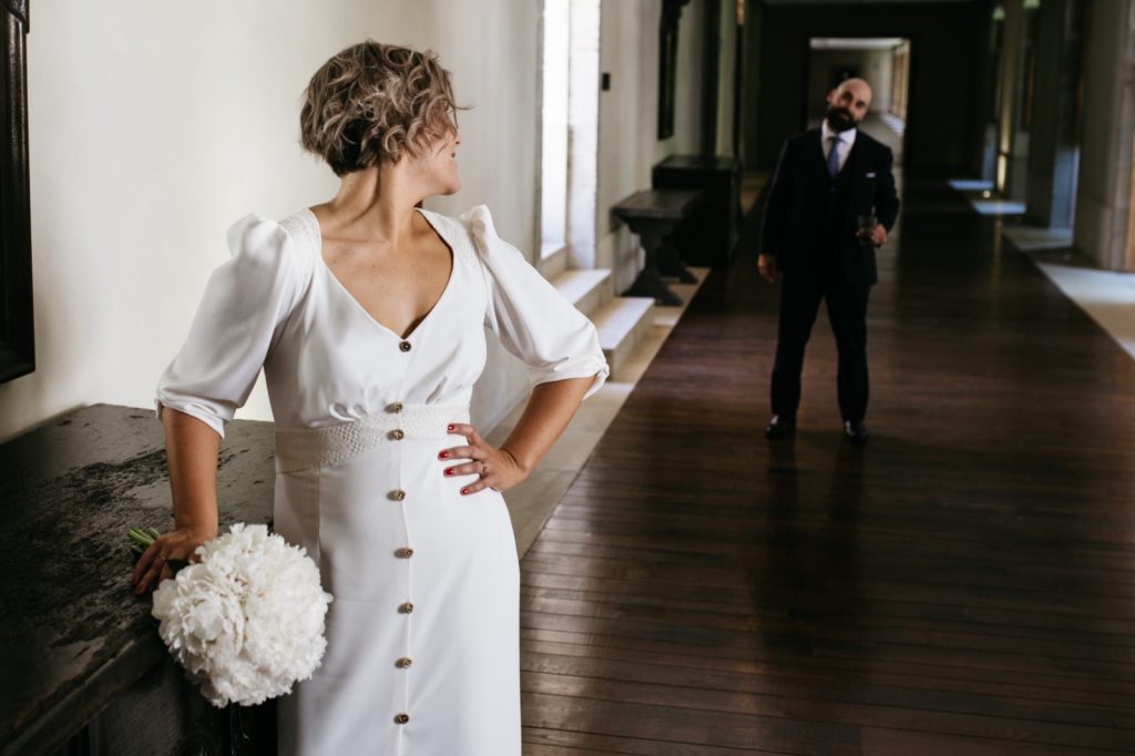 vestido midi novia