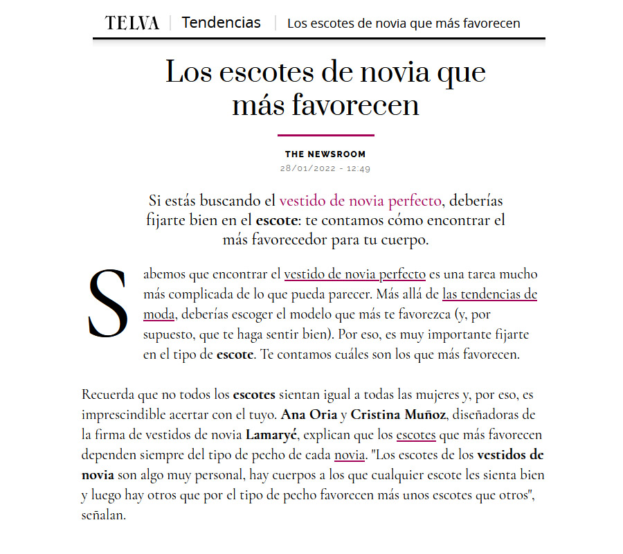 Escotes de novia - Telva
