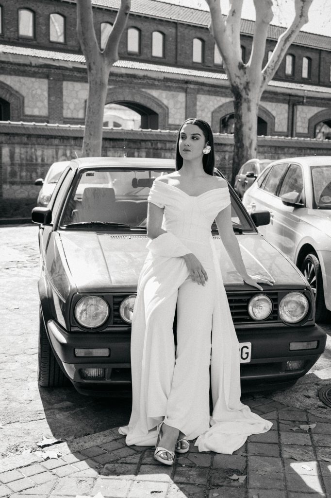 Pantalón y corpiño ecopiel novia