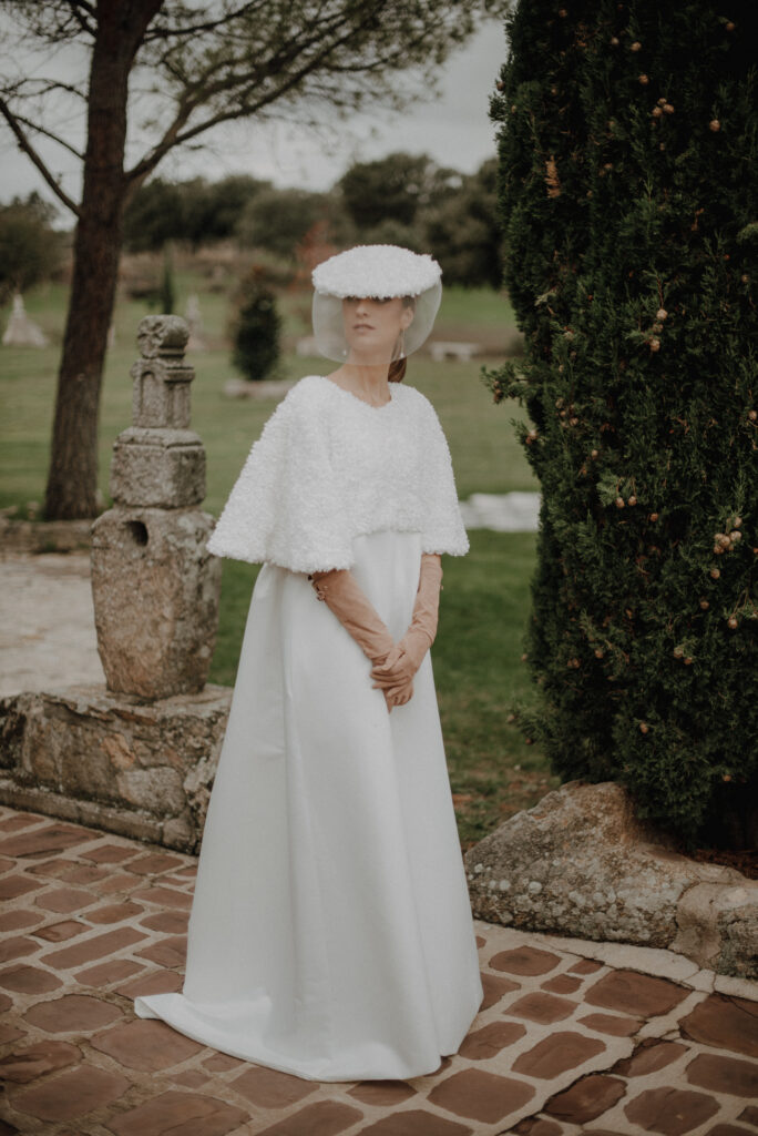 tocado birdcage novia 