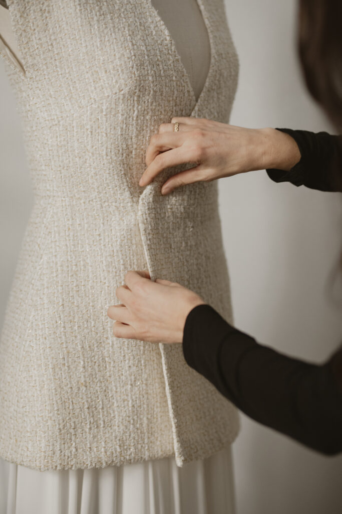 chaleco tweed novia