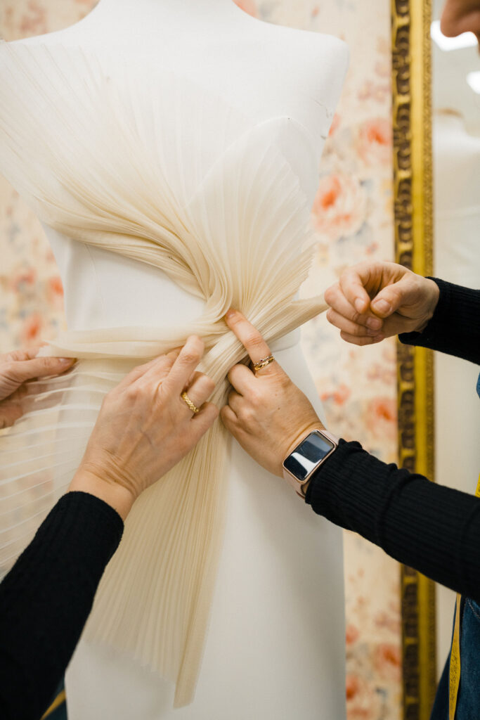 plisado de organza y crepé