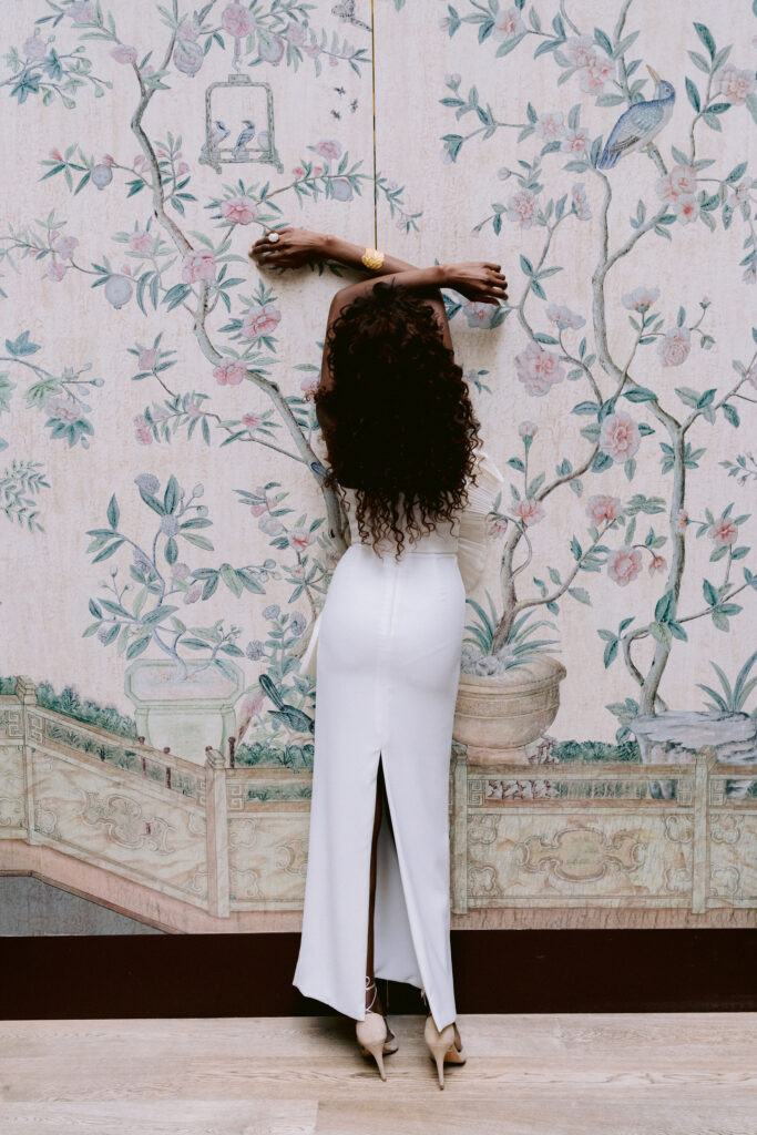 vestido columna blanco
